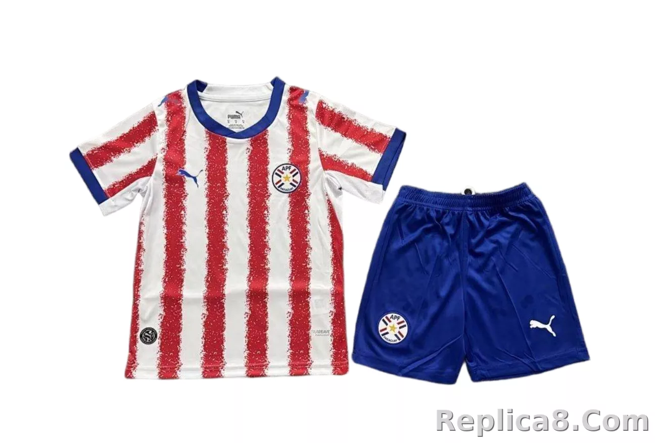 2026 Paraguay Home World Cup Soccer Kids Kit Jersey+Shorts