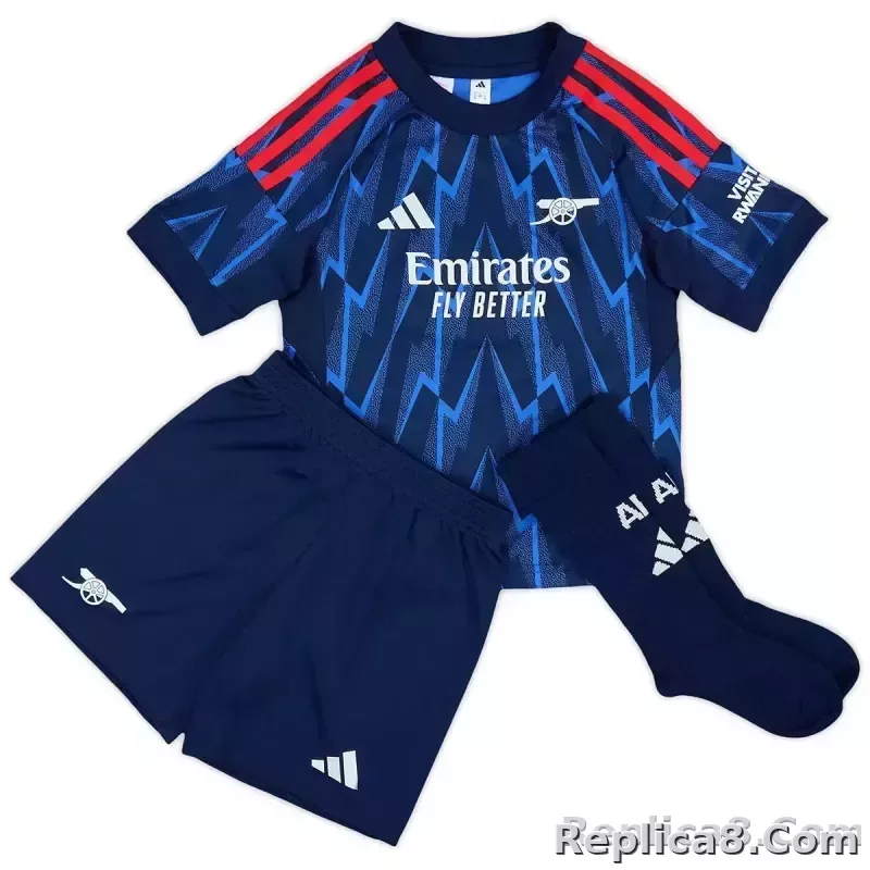 25-26 Arsenal Away Soccer Kids Full Kit Jersey+Shorts+Socks