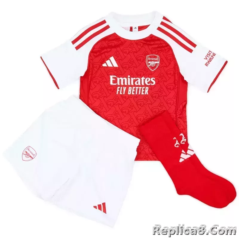 25-26 Arsenal Home Soccer Kids Full Kit Jersey+Shorts+Socks