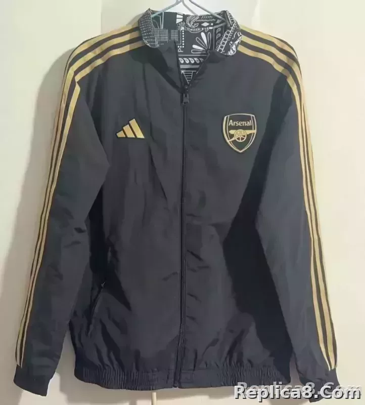 2023-2024 Arsenal Reversible Windbreaker Black-gray Soccer Jersey 1:1 Thai Quality - detail