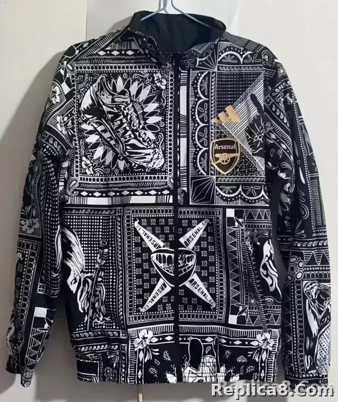 2023-2024 Arsenal Reversible Windbreaker Black-gray Soccer Jersey 1:1 Thai Quality - detail