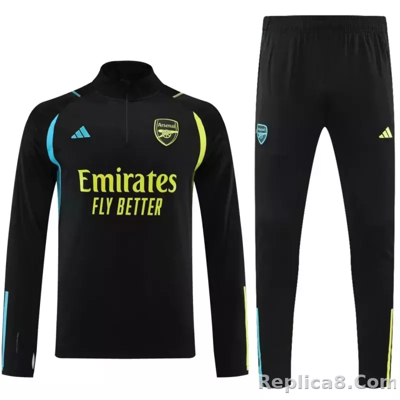 Arsenal Zipper Sweatshirt Kit(Top+Pants) Black 2023/24