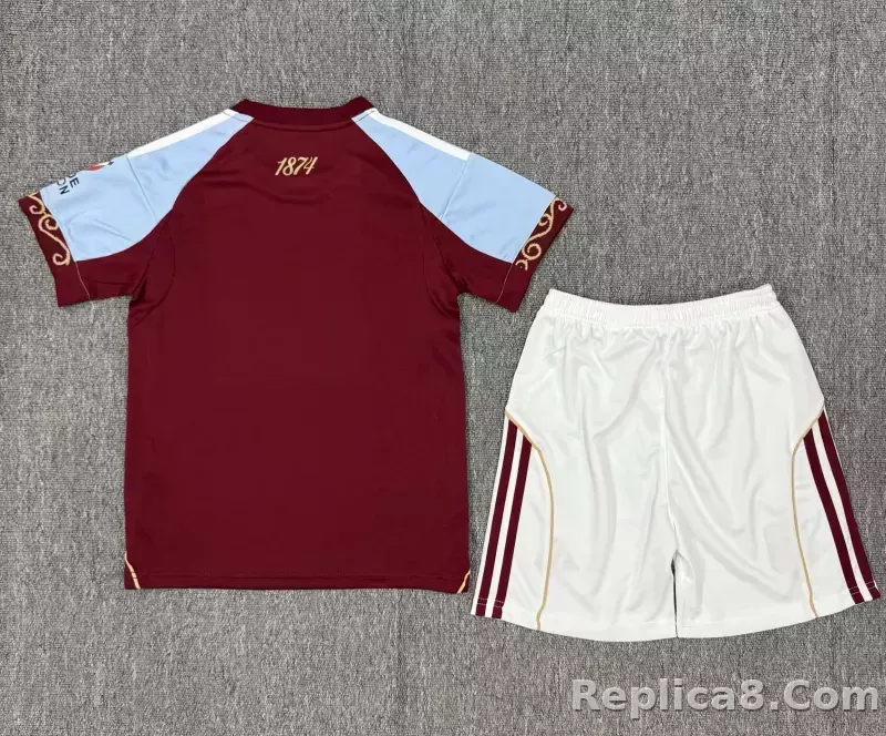 25-26 Aston Villa Home Soccer Kid Kit Jersey+Shorts - detail
