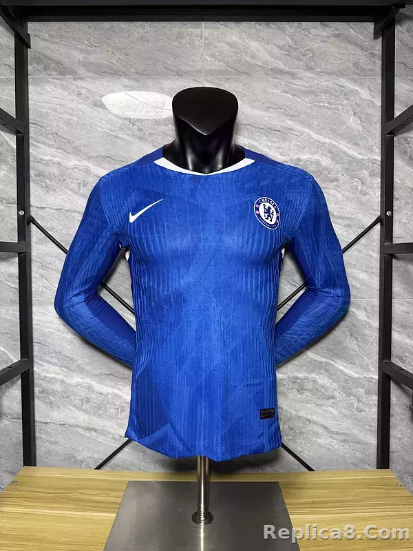 25-26 Chelsea Home Player Version Soccer Jersey Long Sleeve