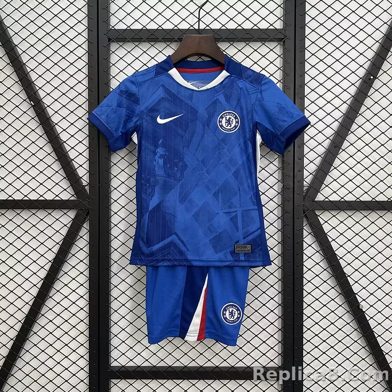 25-26 Chelsea Home Soccer Kids Kit Jersey+Shorts