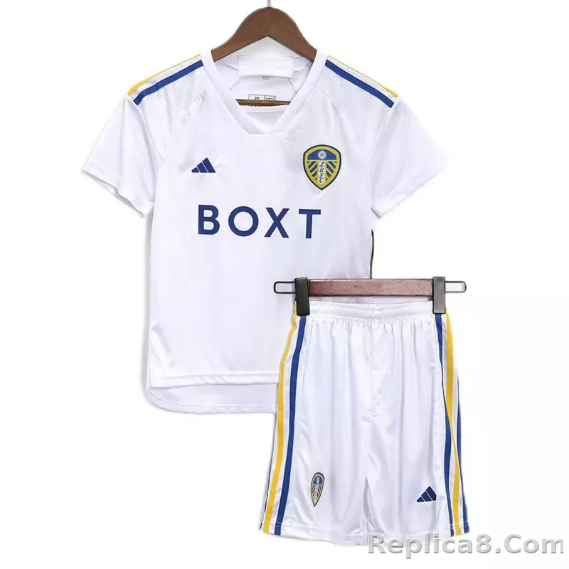 23-24 Leeds United Home Kids Kit Jersey+Shorts