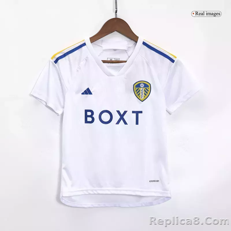 23-24 Leeds United Home Kids Kit Jersey+Shorts - detail