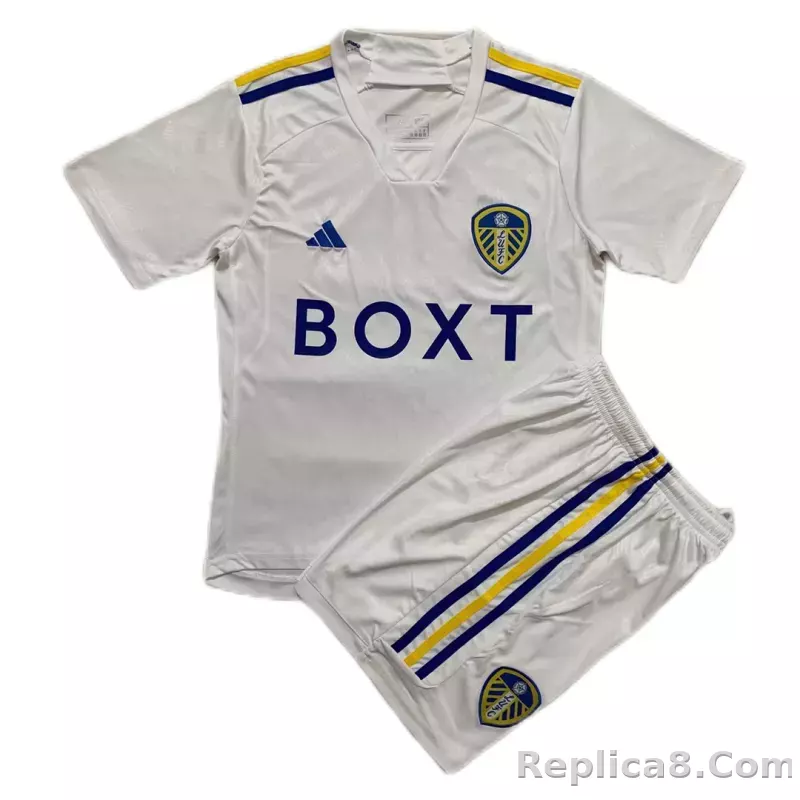 23-24 Leeds United Home Kids Kit Jersey+Shorts - detail