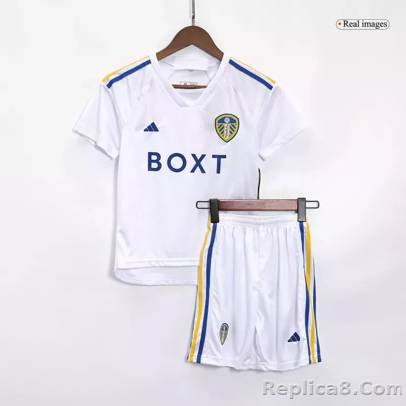 23-24 Leeds United Home Kids Kit Jersey+Shorts - detail