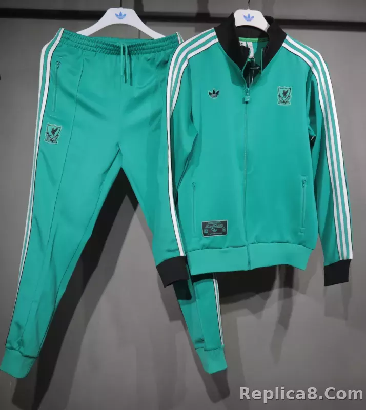 25-26 Liverpool FC Zipper Sweat Terrace Icons Track  Kit(Top+Pants) Green