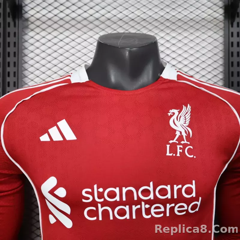 25-26 Liverpool Home Soccer Jersey Player Version Long Sleeve - detail