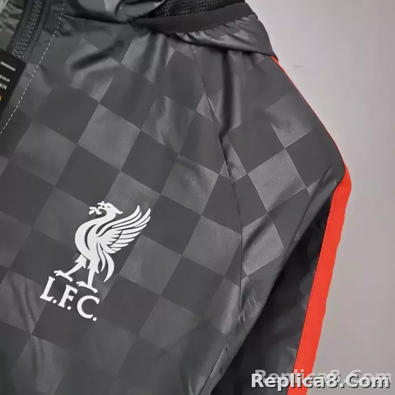2021/2022 Liverpool Windbreaker Black-Grey Plaid Soccer Jersey 1:1 Thai Quality - detail