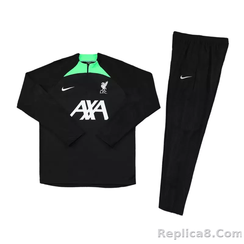 Kids Liverpool Zipper Sweatshirt Kit(Top+Pants) Black 2023/24 - detail
