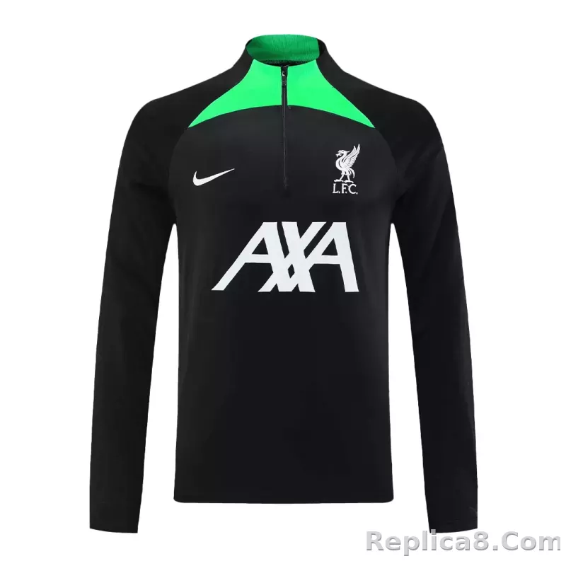 Kids Liverpool Zipper Sweatshirt Kit(Top+Pants) Black 2023/24 - detail