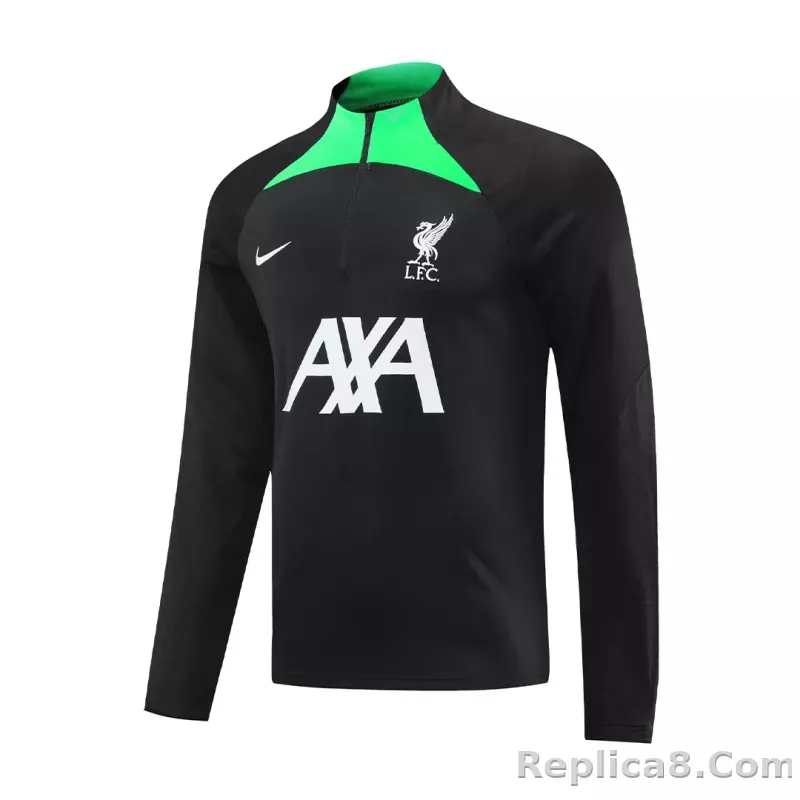 Kids Liverpool Zipper Sweatshirt Kit(Top+Pants) Black 2023/24 - detail