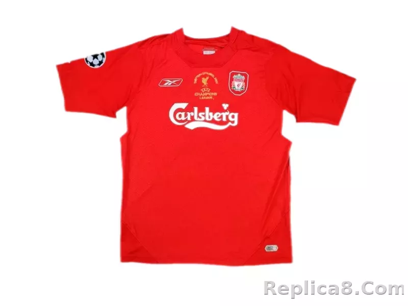 2005 Liverpool Gerrard #8 Home UCL Final Retro Jersey - detail