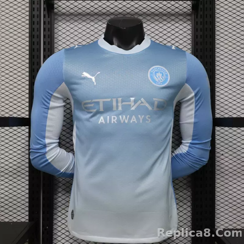 26-27 Manchester City Home Soccer Jersey Player Version Long Sleeve