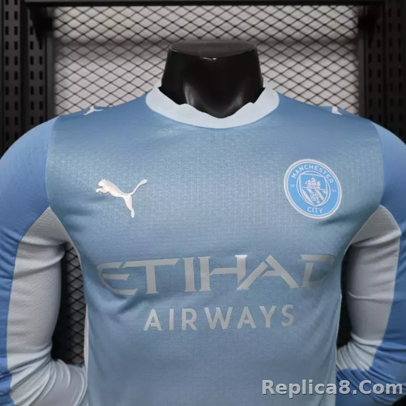 26-27 Manchester City Home Soccer Jersey Player Version Long Sleeve - detail