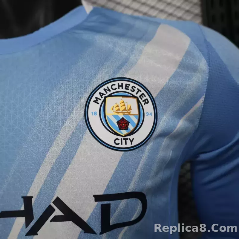 25-26 Manchester City Home Soccer Jersey Player Version Long Sleeve - detail