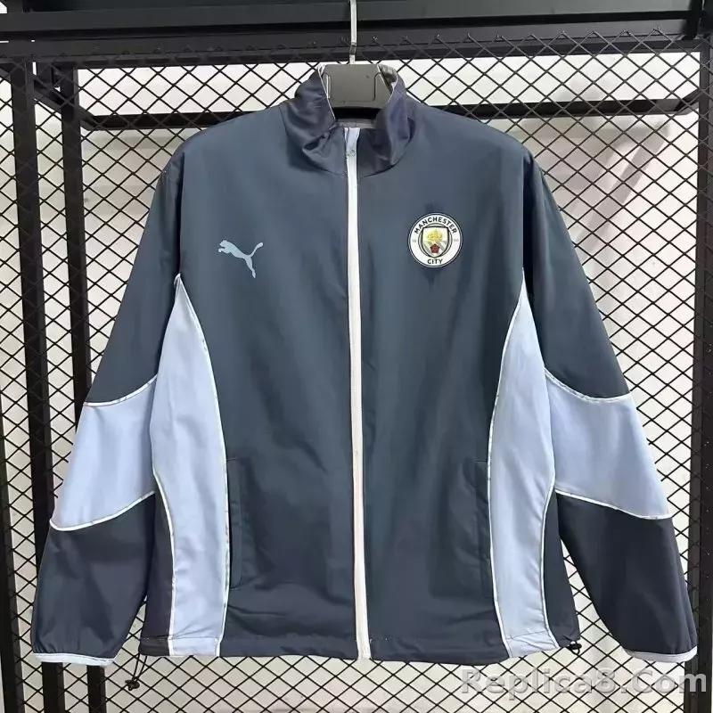 2025/2026 Manchester City Reversible Windbreaker Blue Soccer Jersey 1:1 Thai Quality - detail