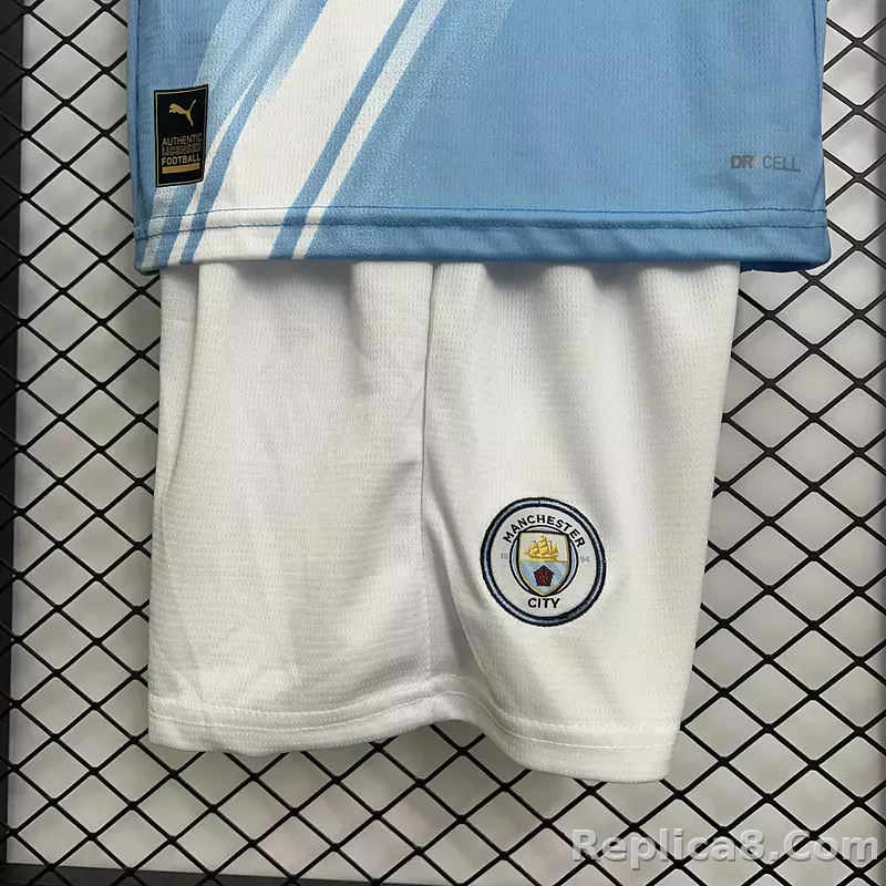 25-26 Manchester City Home Soccer Kids Kit Jersey+Shorts - detail