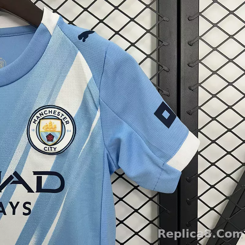 25-26 Manchester City Home Soccer Kids Kit Jersey+Shorts - detail