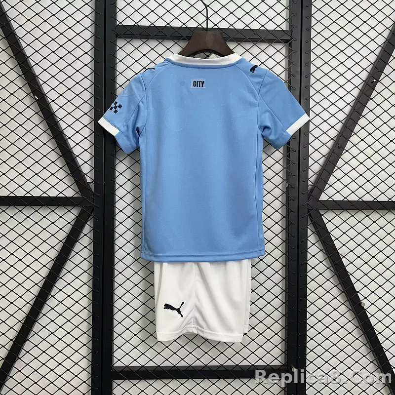 25-26 Manchester City Home Soccer Kids Kit Jersey+Shorts - detail