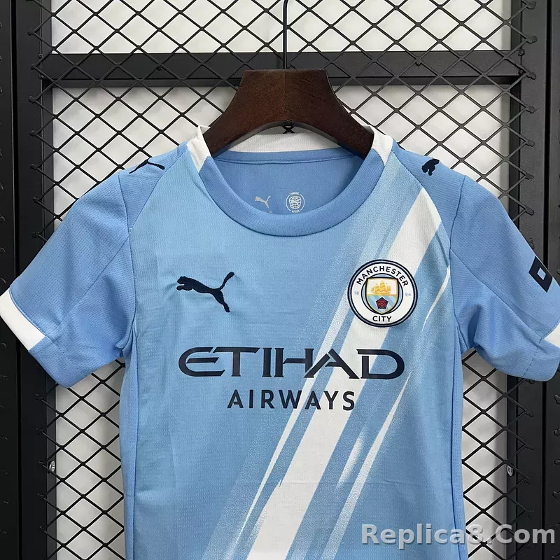 25-26 Manchester City Home Soccer Kids Kit Jersey+Shorts - detail