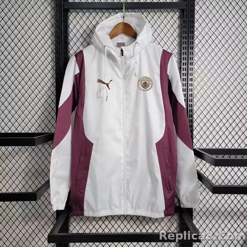 2024/2025 Manchester City Jersey Windbreaker White and Red