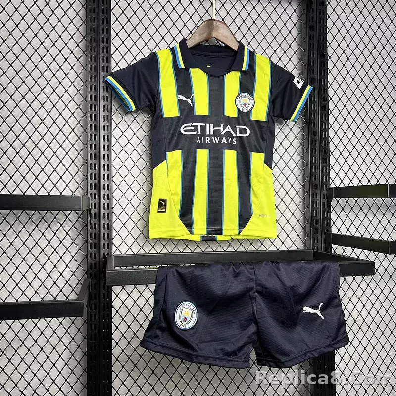 24-25 Manchester City Away Kids Kit  Jersey+Shorts