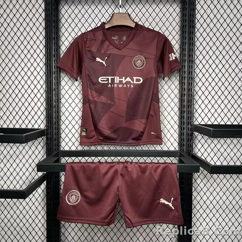 24-25 Manchester City Third Away Kids Kit  Jersey+Shorts