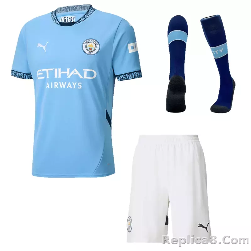 24-25 Manchester City Home Whole Kit Jersey+Shorts+Socks