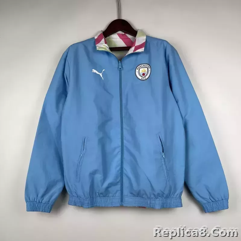 2023/2024 Manchester City Reversible Windbreaker Blue Soccer Jersey 1:1 Thai Quality - detail