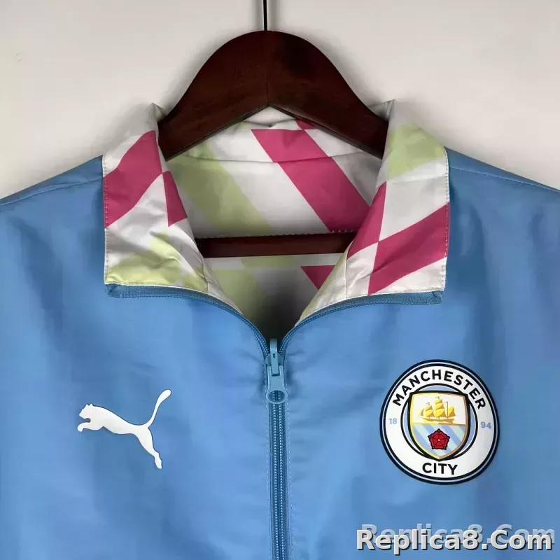 2023/2024 Manchester City Reversible Windbreaker Blue Soccer Jersey 1:1 Thai Quality - detail