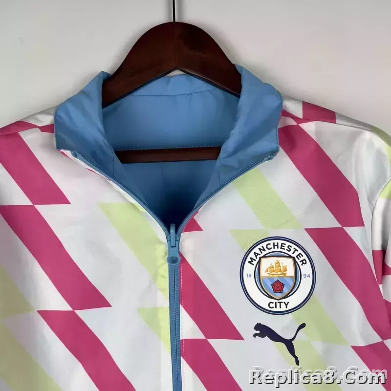 2023/2024 Manchester City Reversible Windbreaker Blue Soccer Jersey 1:1 Thai Quality - detail
