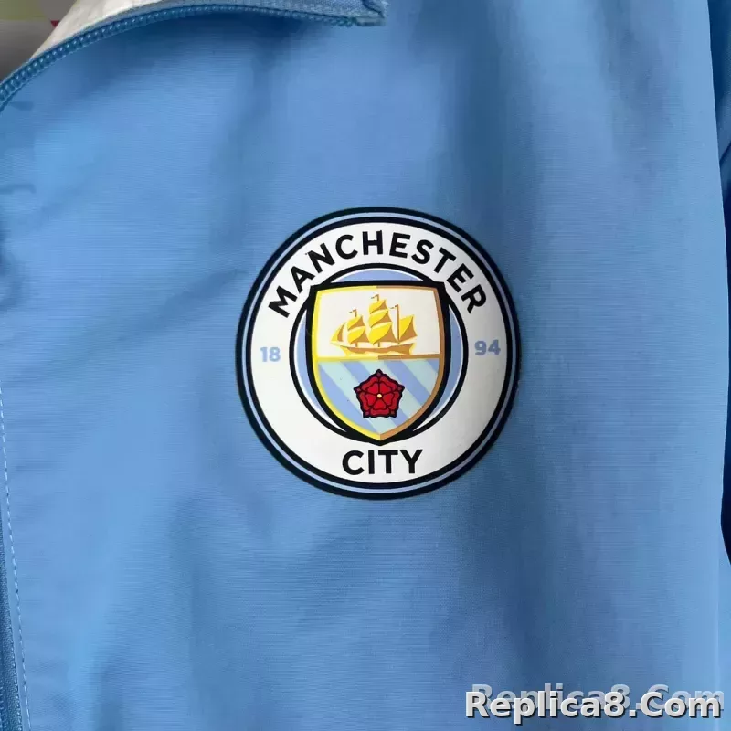 2023/2024 Manchester City Reversible Windbreaker Blue Soccer Jersey 1:1 Thai Quality - detail