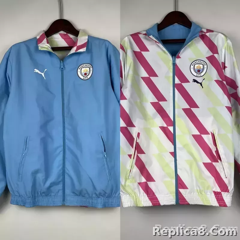 2023/2024 Manchester City Reversible Windbreaker Blue Soccer Jersey 1:1 Thai Quality - detail