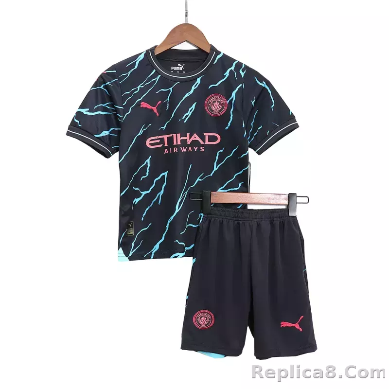 23-24 Manchester City Third Away Kids Kit Jersey+Shorts