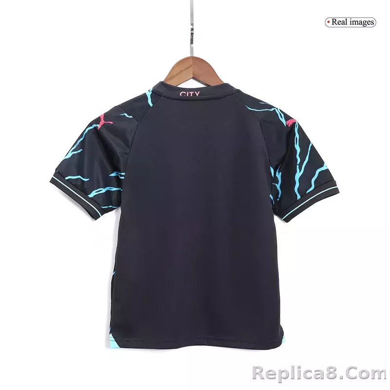 23-24 Manchester City Third Away Kids Kit Jersey+Shorts - detail