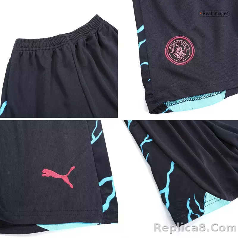 23-24 Manchester City Third Away Kids Kit Jersey+Shorts - detail