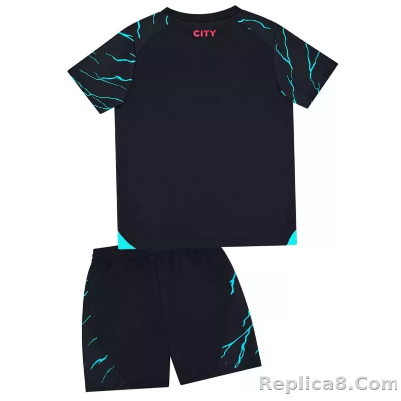 23-24 Manchester City Third Away Kids Kit Jersey+Shorts - detail