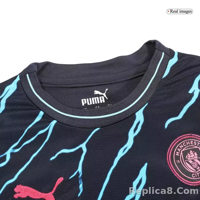 23-24 Manchester City Third Away Kids Kit Jersey+Shorts - detail