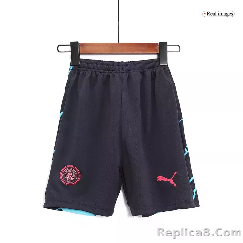 23-24 Manchester City Third Away Kids Kit Jersey+Shorts - detail