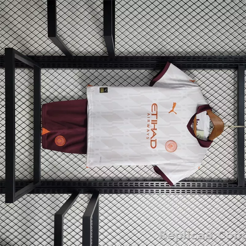 23-24 Manchester City Away Kids Kit Jersey+Shorts