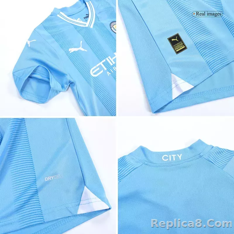 23-24 Manchester City Home Kids Kit Jersey+Shorts - detail