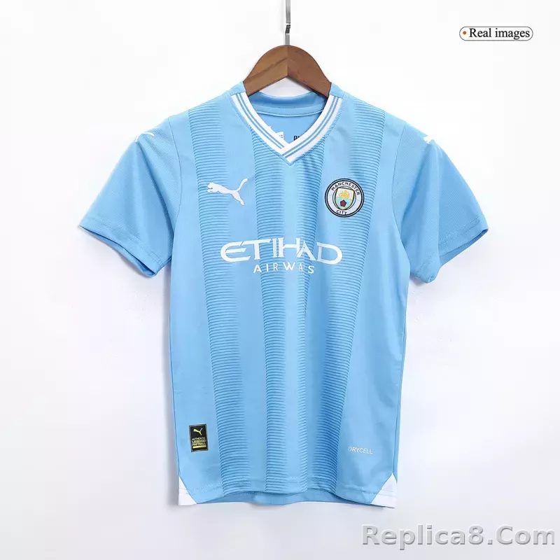 23-24 Manchester City Home Kids Kit Jersey+Shorts - detail