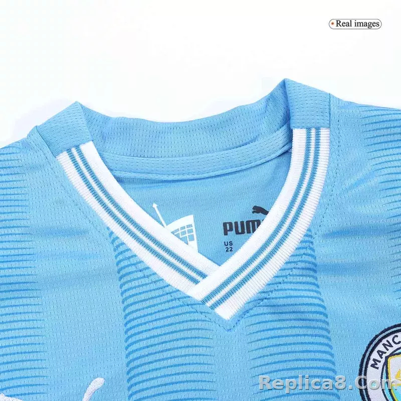 23-24 Manchester City Home Kids Kit Jersey+Shorts - detail