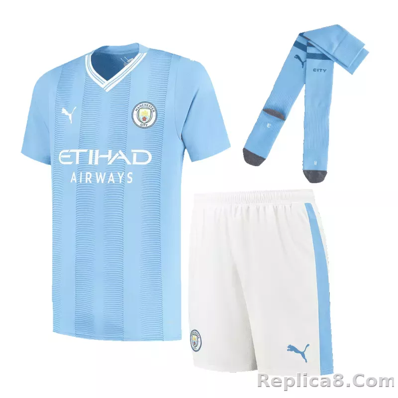 23-24 Manchester City Home Whole Kit Jersey+Shorts+Socks