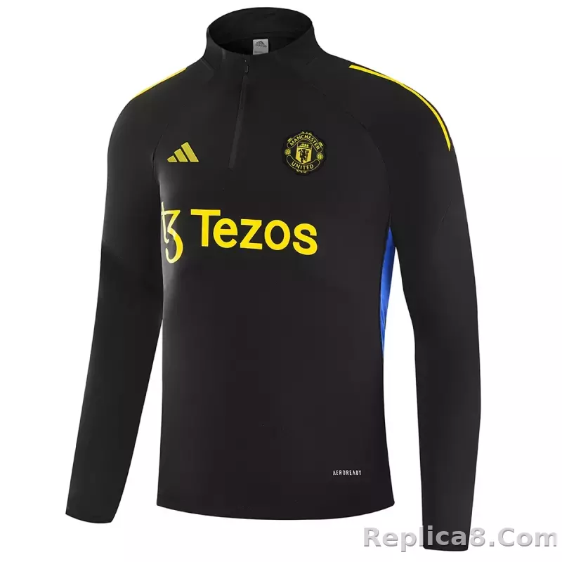 25-26 Manchester United 1/4 Zipper Sweat Kit(Top+Pants) Black - detail