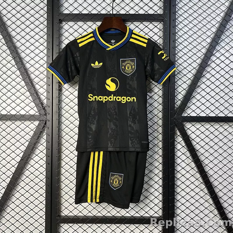 25-26 Manchester United Third Away Soccer Kids Kit Jersey+Shorts